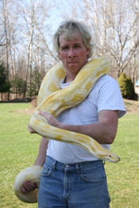 Dan the Snakeman and Boo the Albino Python